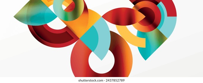 Round elements and circles geometric minimal composition background. Vector Illustration For Wallpaper, Banner, Background, Card, Book Illustration, landing page