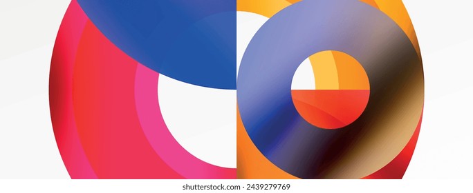 Round elements and circles geometric minimal composition background. Vector Illustration For Wallpaper, Banner, Background, Card, Book Illustration, landing page