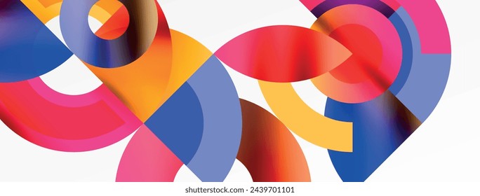 Round elements and circles geometric minimal composition background. Vector Illustration For Wallpaper, Banner, Background, Card, Book Illustration, landing page
