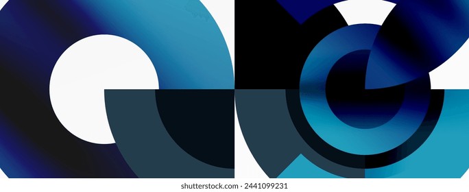 Round elements and circles geometric minimal composition background. Vector Illustration For Wallpaper, Banner, Background, Card, Book Illustration, landing page