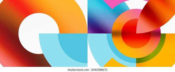 Round elements and circles geometric minimal composition background. Vector Illustration For Wallpaper, Banner, Background, Card, Book Illustration, landing page