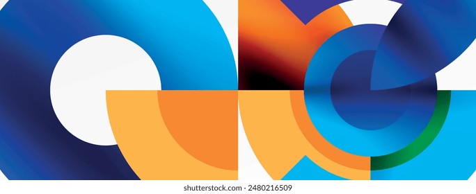 Round elements and circles geometric minimal composition background. Vector Illustration For Wallpaper, Banner, Background, Card, Book Illustration, landing page
