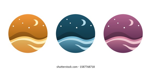 round elements of nature. Set of three colors of a beautiful simple minimalistic view of nature.