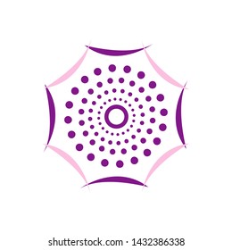 Round emblem abstract flower logo in a circle n linear decoration style