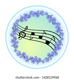round emblem with beautiful flowers and bird,vector illustration