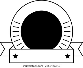 Round emblem black line template. Premium badge