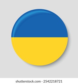 Round emblem in the colors of the Ukrainian flag with black bars. Vector on a gray background