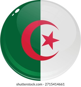 Round emblem featuring the flag of Algeria.