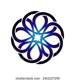 Round emblem flower in a circle n linear style Vector abstract badge for design of natural products