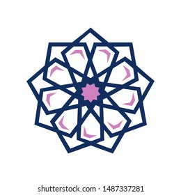 Round emblem flower in a circle n linear style a Vector abstract flower logo design of natural products like Cosmetics, Florist, Spa, Beauty salon, Decoration, Boutique 