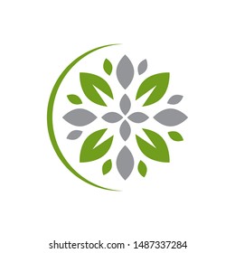 Round emblem flower in a circle n linear style a Vector abstract flower logo design of natural products like Cosmetics, Florist, Spa, Beauty salon, Decoration, Boutique 