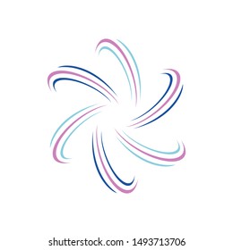 Round emblem flower in a circle n linear style Vector abstract badge for design of natural products