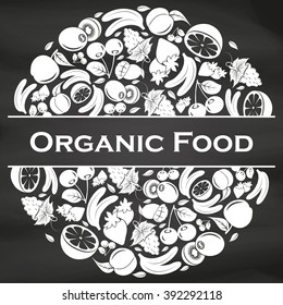 Round emblem of fruits