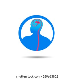 Round emblem of man and neuron