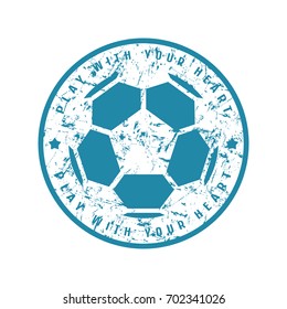 Round emblem of soccer championship. Graphic design for t-shirt and stickers. Color print on white background