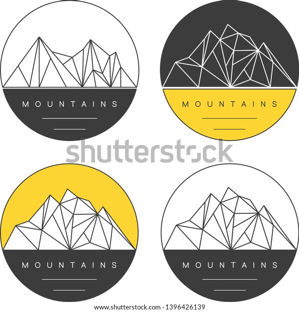 Round Emblems Polygonal Mountain Ridges Concept Stock Vector (Royalty ...
