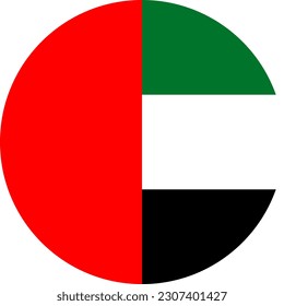 round Emirati national flag of United Arab Emirates, Asia