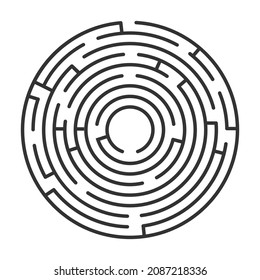 Round empty labyrinth. Puzzle in black and white.