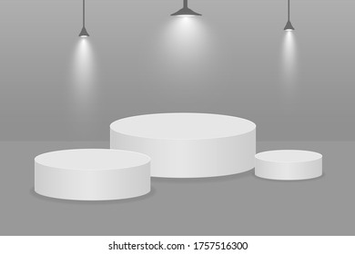Round empty podium. Award ceremony concept. Stage backdrop. Vector illustration EPS10