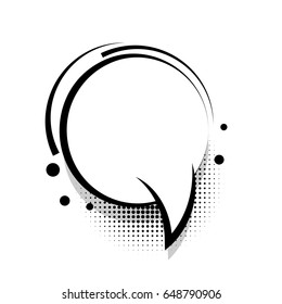 Round empty white comic book text balloon pop art. Bubble icon speech phrase. Cartoon funny label tag expression. Advertising vector halftone dot illustration.