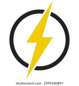 Round energy icon, lightning ring spark lightning discharge energy sign