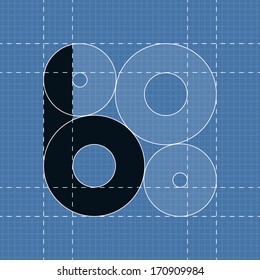 Round engineering font. Symbol B