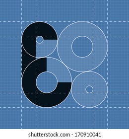 Round engineering font. Symbol E