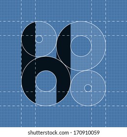 Round engineering font. Symbol H