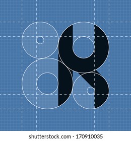Round engineering font. Symbol K