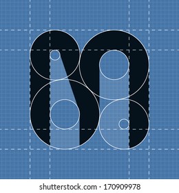Round engineering font. Symbol M