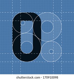 Round engineering font. Symbol O