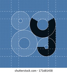 Round engineering font. Symbol Y