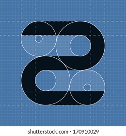 Round engineering font. Symbol Z