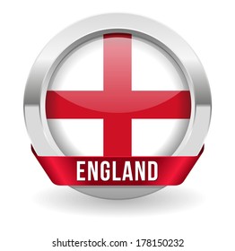Round england button with ribbon and metallic border