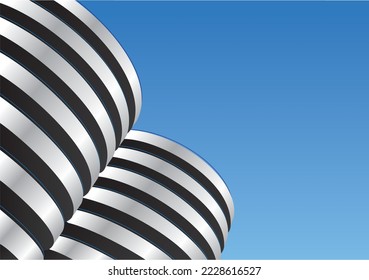 The round entry and exit section of the Europarking car park building on the Marnixstraat in Amsterdam the Netherlands. Along the Singelgracht with 700 parking spaces. Downtown. vector illustration.