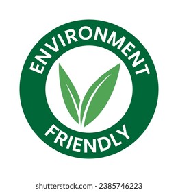 Round Environment Friendly Icon with Dark Green V Shaped Leaves on a White Background