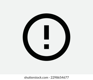 Icono de error de redondeo. Observe el símbolo de punto de exclamación de aviso. Signo de problema crítico de atención. Clipart de ilustración gráfica de vectores en blanco y negro