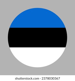 Round Estonian flag. Circular symbol. Button, banner, icon. National Estonia sign.