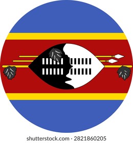 Round Eswatini Flag Vector Icon Circular Swazi Flag Button Element