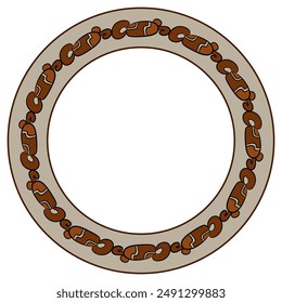 Round ethnic frame or circular border with Native American motifs of Maya Indians.