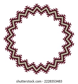 Round ethnic frame. Decorative circle border with mexican tribal pattern. Vector illustration.