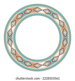 Round ethnic frame. Decorative circle border with mexican tribal pattern. Vector illustration.