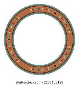 Round ethnic frame. Decorative circle border with tribal design.