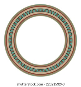 Round ethnic frame. Decorative circle border with tribal design.