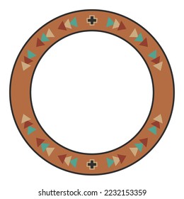 Round ethnic frame. Decorative circle border with tribal design.