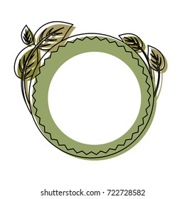 round ethnic frame with leaves  vector illustration