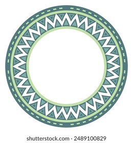 Round ethnic frame on isolated white background