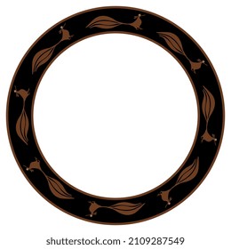 Round ethnic frame with stylized birds. Native American pottery design of Acoma Pueblo Indians.