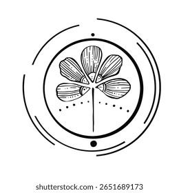 round ethnic minimalist vector tattoo flower