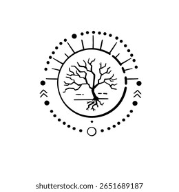 round ethnic minimalist vector tattoo tree